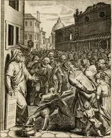 Picture 5 of 108 from Moralia Horatiana, das ist, Die Horatzische sitten-lehre : aus der ernst-sittigen geselschaft der alten weise-meister gezogen, und mit 113 [i.e. 103] in kupfer gestochenen sinn-bildern, und eben so viel erklärungen und andern anmärkungen vorgestellet (1656), leaf 16