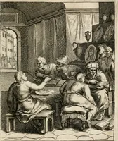 An illustration from Moralia Horatiana, das ist, Die Horatzische sitten-lehre : aus der ernst-sittigen geselschaft der alten weise-meister gezogen, und mit 113 [i.e. 103] in kupfer gestochenen sinn-bildern, und eben so viel erklärungen und andern anmärkungen vorgestellet (1656)