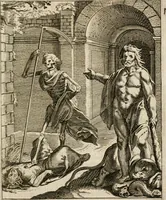 An illustration from Moralia Horatiana, das ist, Die Horatzische sitten-lehre : aus der ernst-sittigen geselschaft der alten weise-meister gezogen, und mit 113 [i.e. 103] in kupfer gestochenen sinn-bildern, und eben so viel erklärungen und andern anmärkungen vorgestellet (1656)