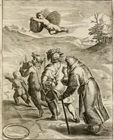 Picture 89 of 108 from Moralia Horatiana, das ist, Die Horatzische sitten-lehre : aus der ernst-sittigen geselschaft der alten weise-meister gezogen, und mit 113 [i.e. 103] in kupfer gestochenen sinn-bildern, und eben so viel erklärungen und andern anmärkungen vorgestellet (1656), leaf 186