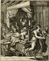 Picture 93 of 108 from Moralia Horatiana, das ist, Die Horatzische sitten-lehre : aus der ernst-sittigen geselschaft der alten weise-meister gezogen, und mit 113 [i.e. 103] in kupfer gestochenen sinn-bildern, und eben so viel erklärungen und andern anmärkungen vorgestellet (1656), leaf 194
