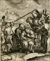 An illustration from Moralia Horatiana, das ist, Die Horatzische sitten-lehre : aus der ernst-sittigen geselschaft der alten weise-meister gezogen, und mit 113 [i.e. 103] in kupfer gestochenen sinn-bildern, und eben so viel erklärungen und andern anmärkungen vorgestellet (1656)