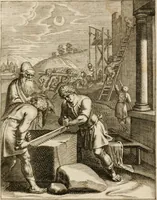 An illustration from Moralia Horatiana, das ist, Die Horatzische sitten-lehre : aus der ernst-sittigen geselschaft der alten weise-meister gezogen, und mit 113 [i.e. 103] in kupfer gestochenen sinn-bildern, und eben so viel erklärungen und andern anmärkungen vorgestellet (1656)