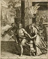 Picture 102 of 108 from Moralia Horatiana, das ist, Die Horatzische sitten-lehre : aus der ernst-sittigen geselschaft der alten weise-meister gezogen, und mit 113 [i.e. 103] in kupfer gestochenen sinn-bildern, und eben so viel erklärungen und andern anmärkungen vorgestellet (1656), leaf 212