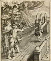 Picture 11 of 108 from Moralia Horatiana, das ist, Die Horatzische sitten-lehre : aus der ernst-sittigen geselschaft der alten weise-meister gezogen, und mit 113 [i.e. 103] in kupfer gestochenen sinn-bildern, und eben so viel erklärungen und andern anmärkungen vorgestellet (1656), leaf 28