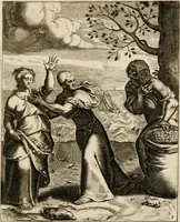 An illustration from Moralia Horatiana, das ist, Die Horatzische sitten-lehre : aus der ernst-sittigen geselschaft der alten weise-meister gezogen, und mit 113 [i.e. 103] in kupfer gestochenen sinn-bildern, und eben so viel erklärungen und andern anmärkungen vorgestellet (1656)