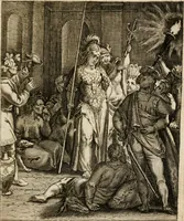 An illustration from Moralia Horatiana, das ist, Die Horatzische sitten-lehre : aus der ernst-sittigen geselschaft der alten weise-meister gezogen, und mit 113 [i.e. 103] in kupfer gestochenen sinn-bildern, und eben so viel erklärungen und andern anmärkungen vorgestellet (1656)