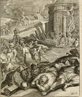 An illustration from Moralia Horatiana, das ist, Die Horatzische sitten-lehre : aus der ernst-sittigen geselschaft der alten weise-meister gezogen, und mit 113 [i.e. 103] in kupfer gestochenen sinn-bildern, und eben so viel erklärungen und andern anmärkungen vorgestellet (1656)