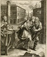 An illustration from Moralia Horatiana, das ist, Die Horatzische sitten-lehre : aus der ernst-sittigen geselschaft der alten weise-meister gezogen, und mit 113 [i.e. 103] in kupfer gestochenen sinn-bildern, und eben so viel erklärungen und andern anmärkungen vorgestellet (1656)