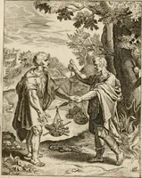 Picture 25 of 108 from Moralia Horatiana, das ist, Die Horatzische sitten-lehre : aus der ernst-sittigen geselschaft der alten weise-meister gezogen, und mit 113 [i.e. 103] in kupfer gestochenen sinn-bildern, und eben so viel erklärungen und andern anmärkungen vorgestellet (1656), leaf 56