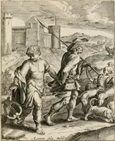 An illustration from Moralia Horatiana, das ist, Die Horatzische sitten-lehre : aus der ernst-sittigen geselschaft der alten weise-meister gezogen, und mit 113 [i.e. 103] in kupfer gestochenen sinn-bildern, und eben so viel erklärungen und andern anmärkungen vorgestellet (1656)