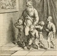 An illustration from Moralia Horatiana, das ist, Die Horatzische sitten-lehre : aus der ernst-sittigen geselschaft der alten weise-meister gezogen, und mit 113 [i.e. 103] in kupfer gestochenen sinn-bildern, und eben so viel erklärungen und andern anmärkungen vorgestellet (1656)