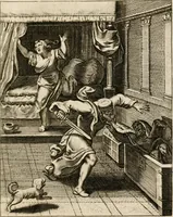 Picture 41 of 108 from Moralia Horatiana, das ist, Die Horatzische sitten-lehre : aus der ernst-sittigen geselschaft der alten weise-meister gezogen, und mit 113 [i.e. 103] in kupfer gestochenen sinn-bildern, und eben so viel erklärungen und andern anmärkungen vorgestellet (1656), leaf 88