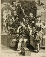 Picture 45 of 108 from Moralia Horatiana, das ist, Die Horatzische sitten-lehre : aus der ernst-sittigen geselschaft der alten weise-meister gezogen, und mit 113 [i.e. 103] in kupfer gestochenen sinn-bildern, und eben so viel erklärungen und andern anmärkungen vorgestellet (1656), leaf 96