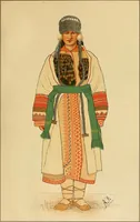 An illustration from Mordvalaisten pukuja kuoseja. Trachten und Muster der Mordvinen (1896)