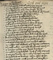 Picture 8 of 12 from The most auntient historie of God and man, or, A collection of Gods proceedings with man in generall, from the first, to the last : but more especially of the devinity, and humanitie of our blessed sauiour Iesus Christ, his loue to his spouse, and his hate to his, and her enimies, together wth Satans plottes against her in all ages, in form of a poem (1629), leaf 64