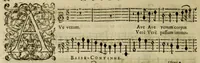An illustration from Motets pour les principales festes de l'annee : a une voix seule avec la basse-continue, & plusiers petites ritournelles pour l'orgue ou les violles : pour les dames religieuses, et toutes autres personnes (1687)