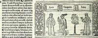 An illustration from M. Plauti linguae latinae principis comoediae XX recens ex collatione multorum codicum : q[ui] tum calamo scripti tum formulis excusi habeba[n]tur singulari diligentia recognitae : item eaedem comoediae o[mn]ibus fere locis co[m]mentationibus ornantur (1511)