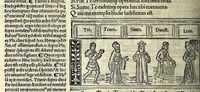 An illustration from M. Plauti linguae latinae principis comoediae XX recens ex collatione multorum codicum : q[ui] tum calamo scripti tum formulis excusi habeba[n]tur singulari diligentia recognitae : item eaedem comoediae o[mn]ibus fere locis co[m]mentationibus ornantur (1511)
