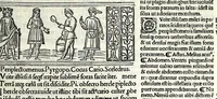 An illustration from M. Plauti linguae latinae principis comoediae XX recens ex collatione multorum codicum : q[ui] tum calamo scripti tum formulis excusi habeba[n]tur singulari diligentia recognitae : item eaedem comoediae o[mn]ibus fere locis co[m]mentationibus ornantur (1511)
