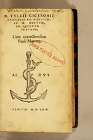 An illustration from M. Tulli Ciceronis Epistolae ad Atticum, ad. M. Brutum, ad Quintum fratrem, : cum correctionibus Pauli Manutij (1555)