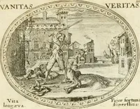 Picture 50 of 51 from Mundi lapis lydius, siue, Emblemata moralia nobilissimi viri D. Antonii A. Burgundia ... : in quibus vanitas per veritatem falsi accusatur & conuincitur (1665), leaf 110