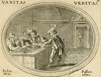 An illustration from Mundi lapis lydius, siue, Emblemata moralia nobilissimi viri D. Antonii A. Burgundia ... : in quibus vanitas per veritatem falsi accusatur & conuincitur (1665)