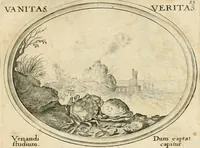 Picture 23 of 51 from Mundi lapis lydius, siue, Emblemata moralia nobilissimi viri D. Antonii A. Burgundia ... : in quibus vanitas per veritatem falsi accusatur & conuincitur (1665), leaf 56