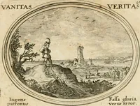 An illustration from Mundi lapis lydius, siue, Emblemata moralia nobilissimi viri D. Antonii A. Burgundia ... : in quibus vanitas per veritatem falsi accusatur & conuincitur (1665)