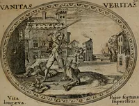 Picture 50 of 51 from Mundi lapis lydius, siue, Emblemata moralia nobilissimi viri D. Antonii A. Burgundia quondam Archidiaconi Brugensis : in quibus vanitas per veritatem falsi accusatur & conuincitur (1665), leaf 108