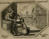 An illustration from Mundi lapis lydius, siue, Emblemata moralia nobilissimi viri D. Antonii A. Burgundia quondam Archidiaconi Brugensis : in quibus vanitas per veritatem falsi accusatur & conuincitur (1665)