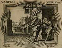 An illustration from Mundi lapis lydius, siue, Emblemata moralia nobilissimi viri D. Antonii A. Burgundia quondam Archidiaconi Brugensis : in quibus vanitas per veritatem falsi accusatur & conuincitur (1665)