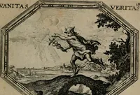 An illustration from Mundi lapis lydius, siue, Emblemata moralia nobilissimi viri D. Antonii A. Burgundia quondam Archidiaconi Brugensis : in quibus vanitas per veritatem falsi accusatur & conuincitur (1665)