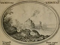 Picture 24 of 51 from Mundi lapis lydius, siue, Emblemata moralia nobilissimi viri D. Antonii A. Burgundia quondam Archidiaconi Brugensis : in quibus vanitas per veritatem falsi accusatur & conuincitur (1665), leaf 54