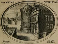An illustration from Mundi lapis lydius, siue, Emblemata moralia nobilissimi viri D. Antonii A. Burgundia quondam Archidiaconi Brugensis : in quibus vanitas per veritatem falsi accusatur & conuincitur (1665)