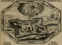 An illustration from Mundi lapis lydius, siue, Emblemata moralia nobilissimi viri D. Antonii A. Burgundia quondam Archidiaconi Brugensis : in quibus vanitas per veritatem falsi accusatur & conuincitur (1665)