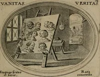 An illustration from Mundi lapis lydius, siue, Emblemata moralia nobilissimi viri D. Antonii A. Burgundia quondam Archidiaconi Brugensis : in quibus vanitas per veritatem falsi accusatur & conuincitur (1665)
