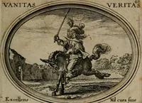 An illustration from Mundi lapis lydius, siue, Emblemata moralia nobilissimi viri D. Antonii A. Burgundia quondam Archidiaconi Brugensis : in quibus vanitas per veritatem falsi accusatur & conuincitur (1665)