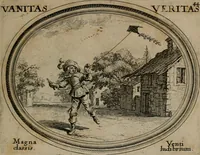 An illustration from Mundi lapis lydius, siue, Emblemata moralia nobilissimi viri D. Antonii A. Burgundia quondam Archidiaconi Brugensis : in quibus vanitas per veritatem falsi accusatur & conuincitur (1665)