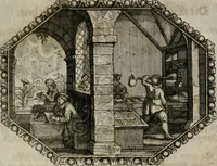 An illustration from Mundi lapis Lydius, oder, Der Welt Probier-Stein : das ist, Emblematische Sitten-Lehren (1712)