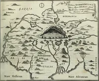 An illustration from Mundus Subterraneus, in XII libros digestus; quo divinum subterrestris mundi opificium, mira ergasteriorum naturæ in eo distributio, verbo pantámorphou Protei regnum, universæ denique naturæ majestas (1665)