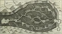 An illustration from Mundus Subterraneus, in XII libros digestus; quo divinum subterrestris mundi opificium, mira ergasteriorum naturæ in eo distributio, verbo pantámorphou Protei regnum, universæ denique naturæ majestas (1665)