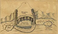 An illustration from Mundus subterraneus, in XII libros digestus : qvo divinum subterrestris mundi opificium, mira ergasteriorum naturae in eo distributio, verbo [pantamorphon] Protei regnum, universae denique naturae majestas & divitiae summa rerum varietate exponuntur, abditorum effectuum causae acri indagine inquistae demonstrantur, cognitae per artis & naturae conjugium ad humanae vitae necessarium usum vario experimentorum apparata, necnon novo modo & ratione applicantur. Ad Alexandrum VII. pont. opt. max. (1678)
