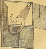 An illustration from Mundus subterraneus, in XII libros digestus : qvo divinum subterrestris mundi opificium, mira ergasteriorum naturae in eo distributio, verbo [pantamorphon] Protei regnum, universae denique naturae majestas & divitiae summa rerum varietate exponuntur, abditorum effectuum causae acri indagine inquistae demonstrantur, cognitae per artis & naturae conjugium ad humanae vitae necessarium usum vario experimentorum apparata, necnon novo modo & ratione applicantur. Ad Alexandrum VII. pont. opt. max. (1678)