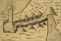 An illustration from Mundus subterraneus, in XII libros digestus : qvo divinum subterrestris mundi opificium, mira ergasteriorum naturae in eo distributio, verbo [pantamorphon] Protei regnum, universae denique naturae majestas & divitiae summa rerum varietate exponuntur, abditorum effectuum causae acri indagine inquistae demonstrantur, cognitae per artis & naturae conjugium ad humanae vitae necessarium usum vario experimentorum apparata, necnon novo modo & ratione applicantur. Ad Alexandrum VII. pont. opt. max. (1678)