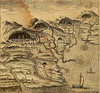 An illustration from Mundus subterraneus, in XII libros digestus : qvo divinum subterrestris mundi opificium, mira ergasteriorum naturae in eo distributio, verbo [pantamorphon] Protei regnum, universae denique naturae majestas & divitiae summa rerum varietate exponuntur, abditorum effectuum causae acri indagine inquistae demonstrantur, cognitae per artis & naturae conjugium ad humanae vitae necessarium usum vario experimentorum apparata, necnon novo modo & ratione applicantur. Ad Alexandrum VII. pont. opt. max. (1678)