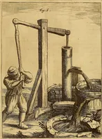 An illustration from Mundus subterraneus, in XII libros digestus : qvo divinum subterrestris mundi opificium, mira ergasteriorum naturae in eo distributio, verbo [pantamorphon] Protei regnum, universae denique naturae majestas & divitiae summa rerum varietate exponuntur, abditorum effectuum causae acri indagine inquistae demonstrantur, cognitae per artis & naturae conjugium ad humanae vitae necessarium usum vario experimentorum apparata, necnon novo modo & ratione applicantur. Ad Alexandrum VII. pont. opt. max. (1678)