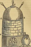 An illustration from Mundus subterraneus, in XII libros digestus : qvo divinum subterrestris mundi opificium, mira ergasteriorum naturae in eo distributio, verbo [pantamorphon] Protei regnum, universae denique naturae majestas & divitiae summa rerum varietate exponuntur, abditorum effectuum causae acri indagine inquistae demonstrantur, cognitae per artis & naturae conjugium ad humanae vitae necessarium usum vario experimentorum apparata, necnon novo modo & ratione applicantur. Ad Alexandrum VII. pont. opt. max. (1678)