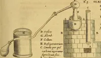 An illustration from Mundus subterraneus, in XII libros digestus : qvo divinum subterrestris mundi opificium, mira ergasteriorum naturae in eo distributio, verbo [pantamorphon] Protei regnum, universae denique naturae majestas & divitiae summa rerum varietate exponuntur, abditorum effectuum causae acri indagine inquistae demonstrantur, cognitae per artis & naturae conjugium ad humanae vitae necessarium usum vario experimentorum apparata, necnon novo modo & ratione applicantur. Ad Alexandrum VII. pont. opt. max. (1678)