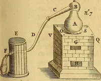 An illustration from Mundus subterraneus, in XII libros digestus : qvo divinum subterrestris mundi opificium, mira ergasteriorum naturae in eo distributio, verbo [pantamorphon] Protei regnum, universae denique naturae majestas & divitiae summa rerum varietate exponuntur, abditorum effectuum causae acri indagine inquistae demonstrantur, cognitae per artis & naturae conjugium ad humanae vitae necessarium usum vario experimentorum apparata, necnon novo modo & ratione applicantur. Ad Alexandrum VII. pont. opt. max. (1678)
